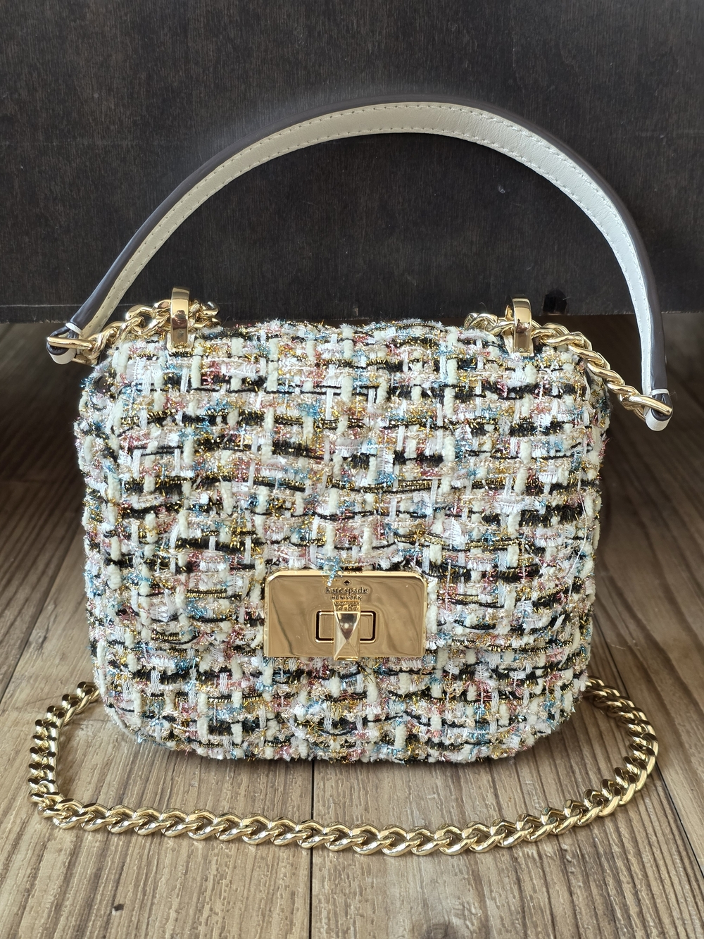 Kate Spade New York Mini Carey Tinsel Tweed Micro Flap Crossbody